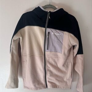 Fleece Jacket - Black and Cream and Lavender